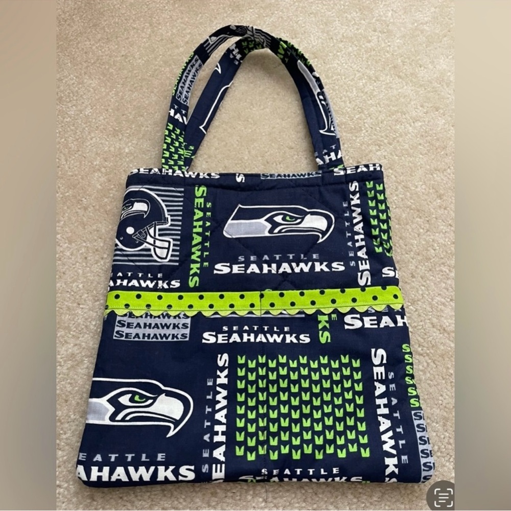 Seattle Seahawks NFL Tote Bag - Navy & Neon Green